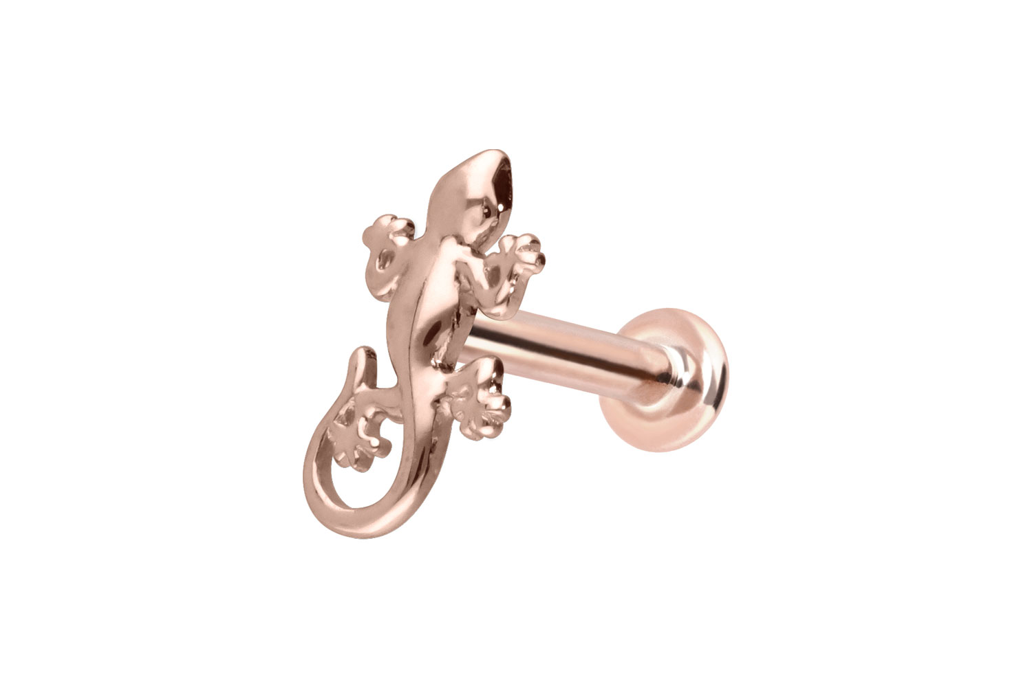 14 Karat Gold Labret Piercing mit Push Fit GECKO
